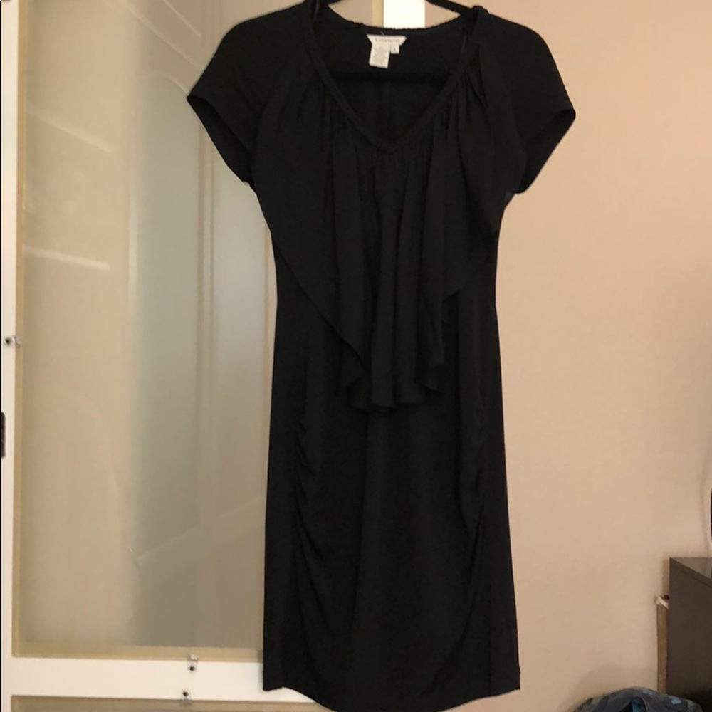Boston proper black dress w/chiffon front drape